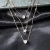 Pendant Necklaces 2023 Crystal Heart Star Charm Layered Necklace Set Women's Fashion Square Rhinestone Vintage Jewelry