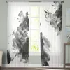 Curtain Rock Ink Printed Curtains Drape Sheer Tulle Home Decoration Living Room Bedroom Cortinas Chiffon Window