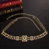 Belly Chains Vintage Crystal Metal Belt for Women Hollow Flower Moroccan Wedding Dress Gold Color Jewelry Set Adjustable 230614