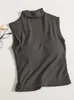 Damestanktops HELIAR Dames Tanktops met hoge hals Met BH-pad Sexy Eenvoudig Kort Schroefdraad Mouwloos Effen Voor de zomer