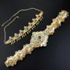 Belly Chains Sunspicems Marocko Bridal Jewelry Set Crown Crystal Belt Wedding Dress Midje Chain Caftan Bijoux Arabian Women Gift 230614