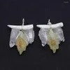 Pendant Necklaces Exquisite Natural Stone Citrine Leaf 33-50mm Winding Charm DIY Necklace Earrings Boutique Fashion Jewelry Accessories