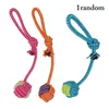 Transer Pet Supply Dog Toys Dogs Chew Teeth Clean Outdoor Traning Fun Playing Green Rope Ball Toy For Large Small Dog Cat