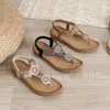 Bohemian Beach Sandals Style z koraliki retro duże rozmiary płaskie klapki klapki etniczne mody zwięzła kobieta