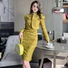 Work Dresses Fashion Women OL Retro Jacquard Stand Collar Hidden Breasted Short Jacket Coat Blazer Sexy Strap Midi Dress Female 2 Pieces Set