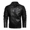 Vestes pour hommes PU veste en cuir pour hommes couleur unie col montant haute qualité Vintage mâle automne hiver mode manteaux hommes