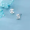 Ohrstecker MloveAcc Echt 925 Sterling Silber Mond Stern Form Schillernder Kristall Zirkonia Ohrring Für Frauen Mädchen Teen Schmuck Geschenk