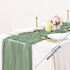 Toalha de mesa 1 peça gaze de algodão corredor azul empoeirado toalha de mesa de casamento capa de gaze para jantar festa festival decoração para casa