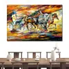 Getextureerde hedendaagse kunst Flaming Chariot handgeschilderde straat schilderachtige canvas schilderij slaapkamer decor