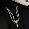Pendant Necklaces Diamond Embellished Water Drop Pearl Double Layer Necklace Fashion Collarbone Chain Jewelry Wholesale Female Goth