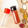 New Colorful Lid Kitchen Condiment Cruet Storage Container Transparent Spice Jar Salt and Pepper Seasoning Bottle Spice Rack