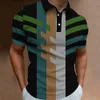 Мужская половая рубашка для рубашки Polo Fashion 3D Плет -клетчатые печать полосатые шарики для воротника для мужчин с короткими рукавами блузок.