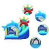 Uppblåsningsbart hoppslott med Slide Ocean Theme Bounce House med fläkt Boll Pit Basketball Hoop Toddler Blow Up Bouncy House Jumper för barn inomhus utomhusspel