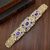 Belly Chains Sunspicems 18k Gold Color Blue Crystal Marocko Caftan Belt för kvinnor Algera Bride Wedding Jewelry Dekorativ midjekedja 230614