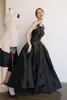 Robe De mariée Vintage bretelles jupe pour femmes tache noire a-ligne avec nœud 2023 Vestido De Noiva longues robes De soirée