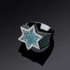 New Iced Out Hexagon Star Rings for Men/women Micro Paved Gold Silver Color Finish Cubic Zircon Charm Hip Hop Jewelry Ring Gift