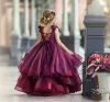 Wunderschönes Ballkleid für Blumenmädchen, Spitzenapplikationen, formelle Kleidung für Kinder, rückenfrei, 3D-Blumen, Geburtstagsfeier, Festzugkleid für Kleinkinder