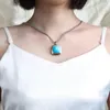 Colliers pendentifs à la mode collier en cuivre plaqué or blanc avec 20mm Turquoise et bijoux de chaîne de boîte pour les femmes