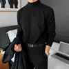 Herrtröjor IEFB Casual Korean Loose Pullover Lightweight Kinttwear Tops 2023 Långärmhylsa Mock Neck Black Autumn Basic Clothing 230615