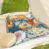 Blankets Blue Flower Floral Non-slip Stitching Blankets Beach Outdoor Throw Blanket Sofa Decor Slipcover Multifunction Blanket Tablecloth R230615