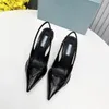 Letni trójkąt nubuck skórzane sandały kobiety Slingback Pumps Luksusowe buty kobiety wysokie obcasy imprezowe suknie ślubne