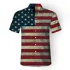 Camicia da uomo firmata Independence Day Camicia da uomo con stampa bandiera USA Camicia da uomo nuova manica corta Chemise Homme Casual Slim Fit Striped Flag Summer Camicie da uomo 3D XXXL