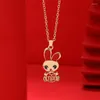 Chaînes 2023 rouge traditionnel chinois mascotte pendentif collier année Vintage Animal chanceux femmes tendance fête bijoux