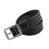 Belts 100cm Casual Women Braided Waist Belt Wax Rope Female Jeans Wide White Metal Buckle Knitted Waistband