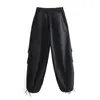 Pantalons pour femmes Capris Femmes Mode Parachute Pantalon Casual Solide Taille Basse Cordon Baggy Pantalon Femme Vintage Haute Taille Élastique Pantalon Cargo 230615