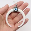 Pendant Necklaces White Crescent Shaped Ox Bone Demon Eye Jewelry Making Necklace DIY Earrings Accessories Charm Gift 54X55MM