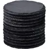 Esteiras de mesa para bebidas em pedra negra porta-copos de ardósia redondas de 4 polegadas com fundo resistente a arranhões para famílias de cozinha de bar
