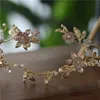 Wedding Hair Jewelry Gold Color Leaf Floral Wedding Tiara Hair Crown Accessories Handmade Bridal Headband Women Party Headpiece 230614