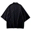 Ethnische Kleidung Sommer Casual Männer Frauen 3/4 Ärmel Japanischer Kimono Pritned Black Beach Yukata Shirt Haori Cardigan Tops