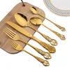 Dinnerware Sets 6Pcs Vintage Set Stainless Steel Cutlery Knife Tableware Cake Fork Long Spoon Silverware Kitchen Flatware