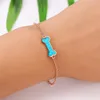 Charm Bracelets Trendy White Blue Opal Bracelet Female Creative Dog Bone Rose Gold Silver Color Chain For Women Jewelry