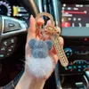 Key Rings Luxury Handmade Craft Bear Keychain Mink Hair Anti-lost Number Plate s Key Chain Lady Charm Bag Car Key Chain Gift 230614