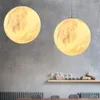 Kolye lambaları Nordic 3D Baskı Ay Işık Top Modern Basit Salon Droplight Yatak Odası Yemek Salonu Ev Aydınlatma