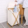 Sacs à linge poubelle nordique Simple panier bambou tissu sac pliant Design stockage confortable et respirant