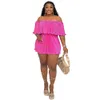 Kobiety Jumpsuits Summer Nowy wzmacniacz mody Off ramer Rompers Ruffle Edge High plisted Plus Size Club odzież dla kobiet