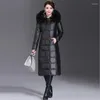 Women's Trench Coats Quality Luxury High Women Long Overcoats Fashion Solid Raccoon Dog Fur Collar Hooded Outerwear Slim Fit Thick Warm Down