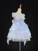 Robes décontractées été japonais Harajuku nœud épissage bleu Jsk robe fille mode Lolita tempérament Kawaii doux col en v