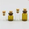 100 x 05ml 1ml Empty Clear amber Glass Bottle With Wood Cork Mini Sample Vial wishing bottlehigh qty Reeqc