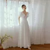 Vestido de noiva, vestidos de praia, decote em V, evasê, manga curta, renda, marfim, vestidos para noivas à venda