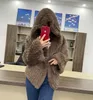 Femmes 'Mélanges Automne Hiver Femmes Réel Lapin Épais Manteau De Fourrure 100 Veste Chaude Naturelle Lâche Tricoté Qualité De Luxe À Capuche Manches Complètes 230615