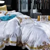 Zestawy pościeli 800TC 4610PCS Satin Bawełniany luksusowy zestaw pościeli królewski zestaw Królowa Rozmiar kołdry zestaw łóżek złoża ślubna poduszka Shams 230614