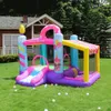 Barn studsar hus Uppblåsningsbart Moonwalk Bouncer Castle Jumper w/ Slide och Ball Pit Blower för barn Toddlers utomhus eller inomhus hoppande hus hoppande hus slott