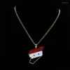 Pendant Necklaces Hip Hop Syria Country Map Necklace For Women Men Gold Color Stainless Steel Cuban Chain Punk Jewelry NXH590S05