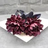 Kwiaty dekoracyjne Burgundry Dahlia sztuczna gałąź kwiatowa Wedding Fałszywe Materiały do ​​aranżacji ściany Halloween czarny stół wystrój domu
