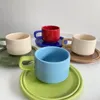 Tassen 250 ml Kontrast Farbe Becher Tasse Disc Set Keramik Koreanische Büro Kaffee Nordic Einfache Nachmittag Tee Verbrühungen Prävention milch