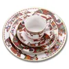 Dinnerware Sets Bone China Dinner Plate Set And Coffee Cup Kit Gold Edge Horse Pattern Western Steak Dishes Flat Tray Saucer